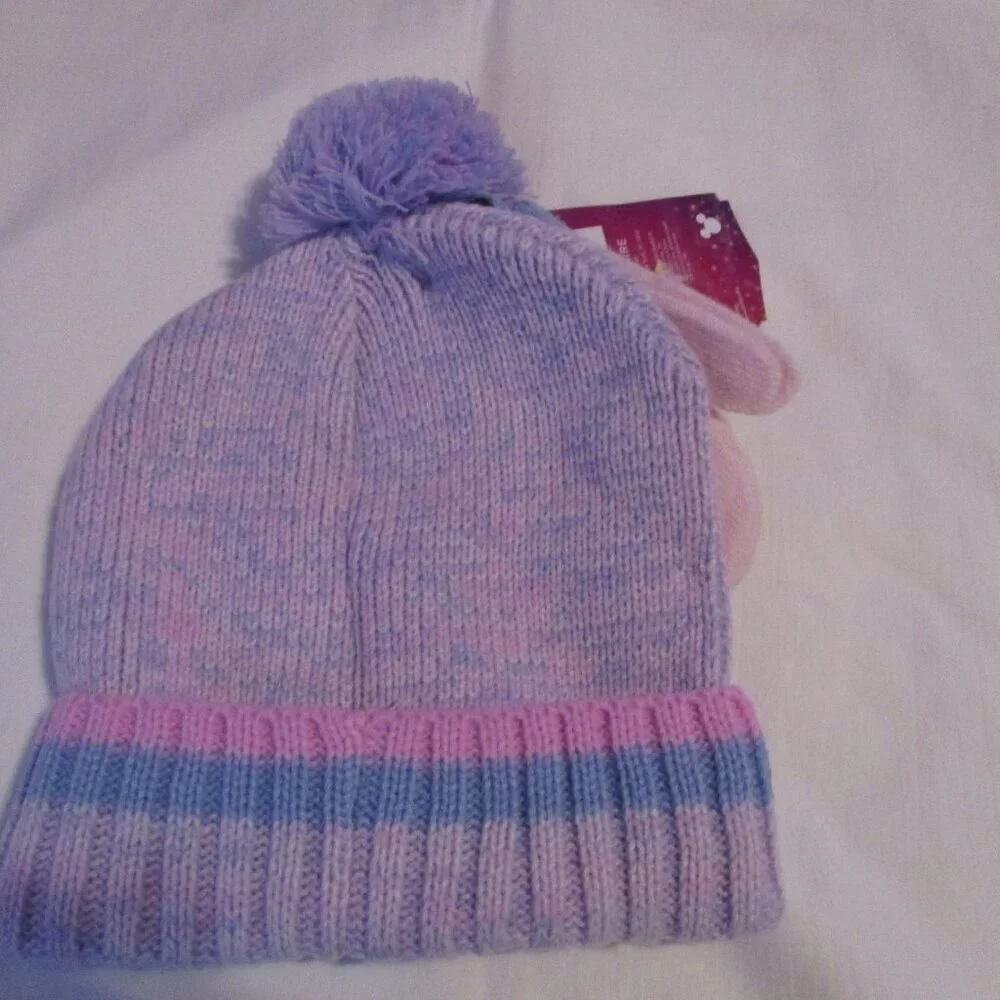 Disney Princess Knit Pom Toddler Beanie Hat Cap Mittens 2 Piece Set NWT